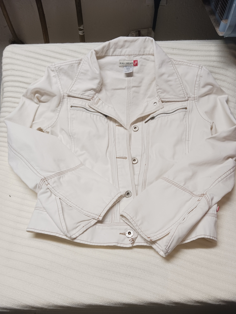 Kali Cream Button-Front Jean Jacket